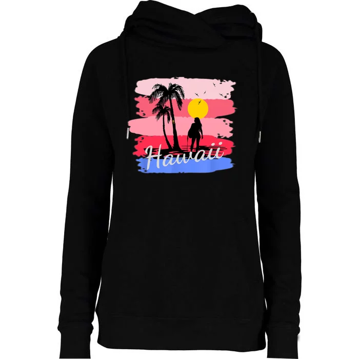 Hawaiian Vacation In Pastel Colors For Matching Family Group Womens Funnel Neck Pullover Hood