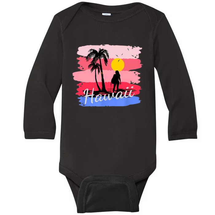 Hawaiian Vacation In Pastel Colors For Matching Family Group Baby Long Sleeve Bodysuit