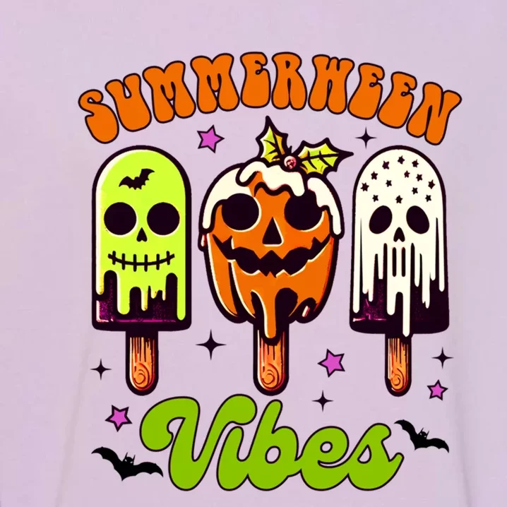 Halloween Vibes Ice Cream Spooky Mama Summerween Vibes Gift Garment-Dyed Sweatshirt