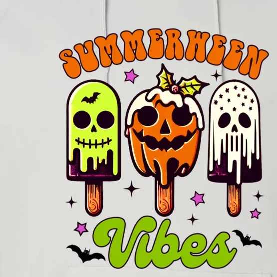 Halloween Vibes Ice Cream Spooky Mama Summerween Vibes Gift Performance Fleece Hoodie