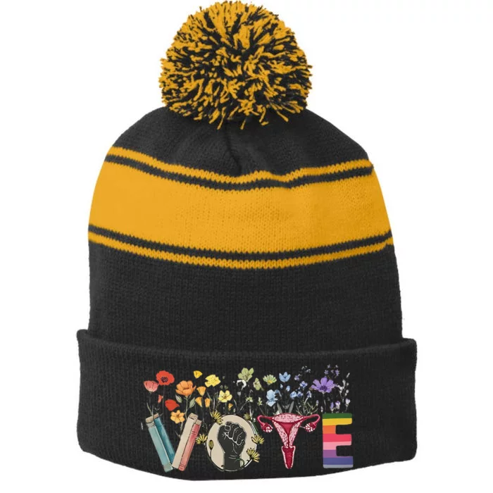 Heart Vote Like Ruth Sent You Flowers Feminist Lgbt Pride Stripe Pom Pom Beanie