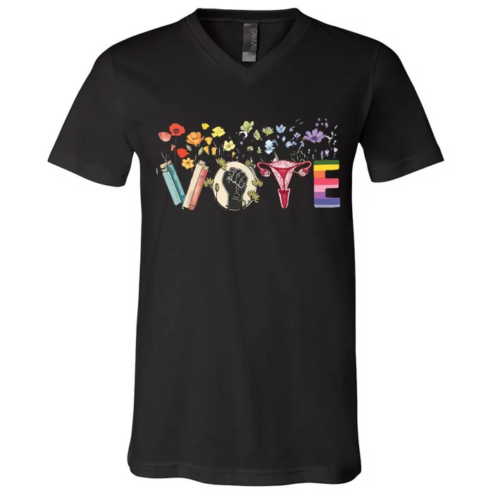 Heart Vote Like Ruth Sent You Flowers Feminist Lgbt Pride V-Neck T-Shirt