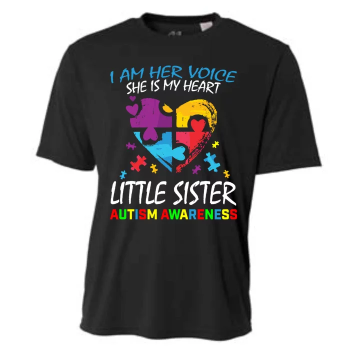 Her Voice My Heart Little Sister Autism Awareness Sibling Cool Gift Cooling Performance Crew T-Shirt