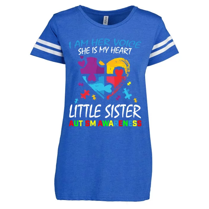 Her Voice My Heart Little Sister Autism Awareness Sibling Cool Gift Enza Ladies Jersey Football T-Shirt