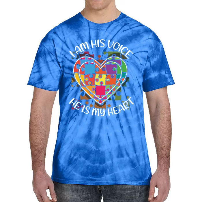 His Voice My Heart Colorful Puzzle April Autism Awareness Cool Gift Tie-Dye T-Shirt