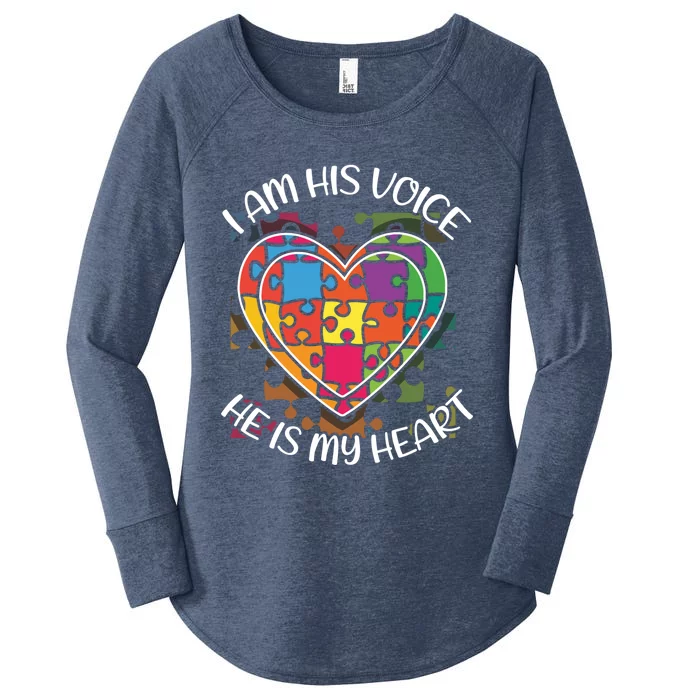 His Voice My Heart Colorful Puzzle April Autism Awareness Cool Gift Women's Perfect Tri Tunic Long Sleeve Shirt