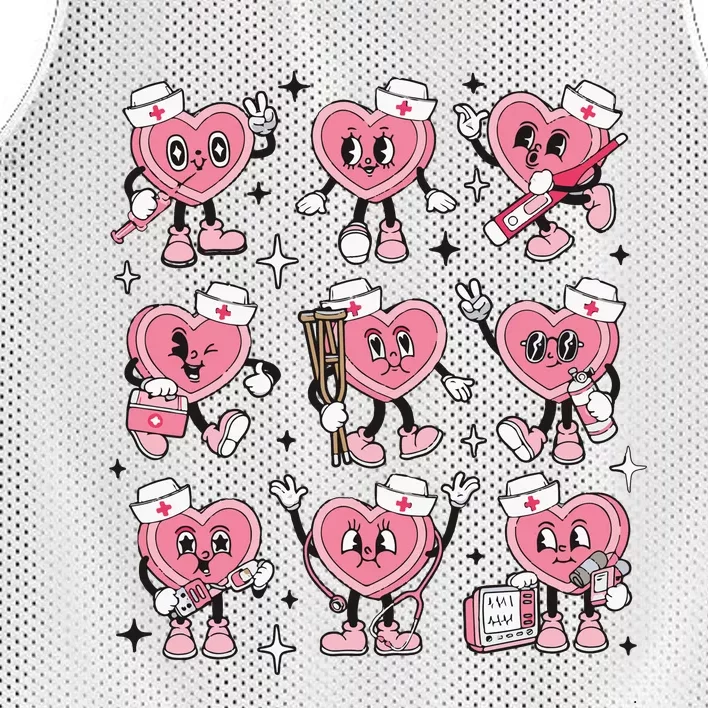 Heart Valentine Nurse Conversation Heart Mesh Reversible Basketball Jersey Tank