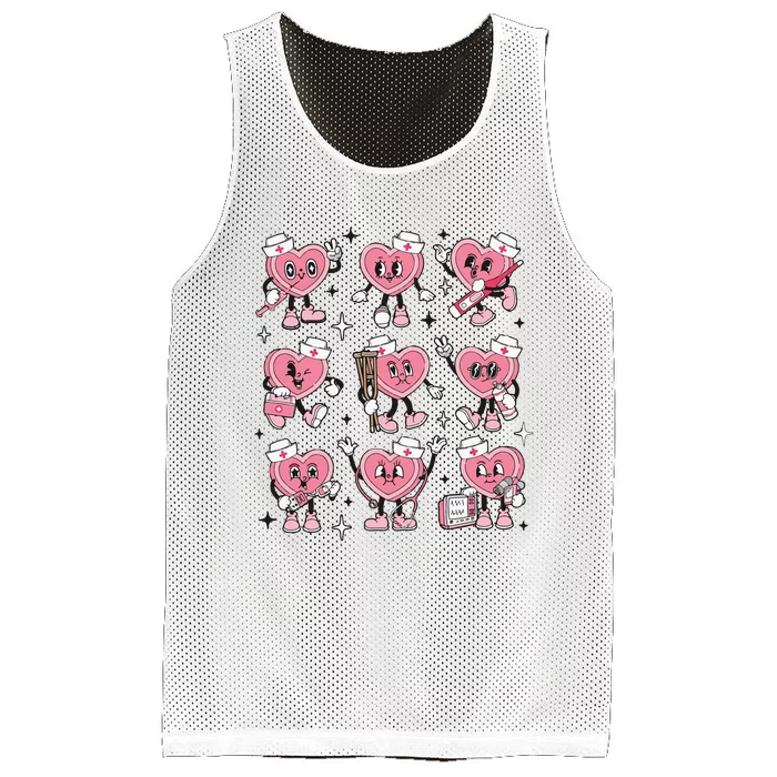 Heart Valentine Nurse Conversation Heart Mesh Reversible Basketball Jersey Tank