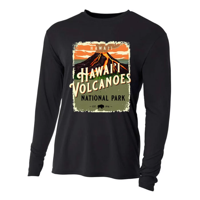 Hawaii Volcanoes National Park Usa Vintage Travel Souvenir Cooling Performance Long Sleeve Crew