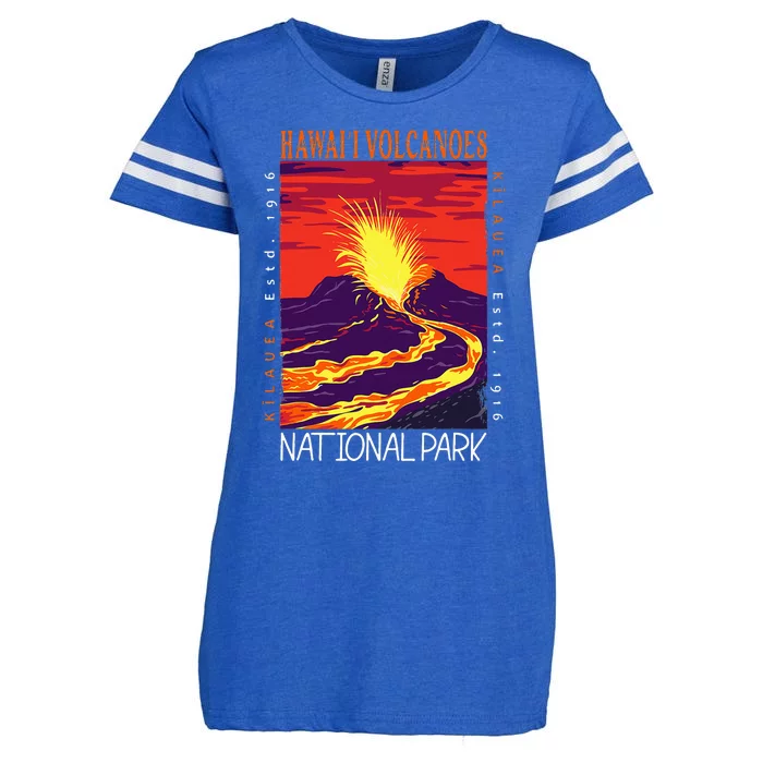 Hawaii Volcanoes National Park Kilauea Volcano Vintage Enza Ladies Jersey Football T-Shirt