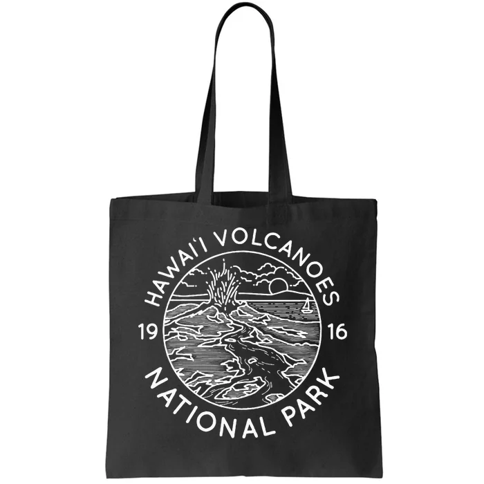 Hawaii Volcanoes National Park Cool White Line Art Outdoor Tote Bag