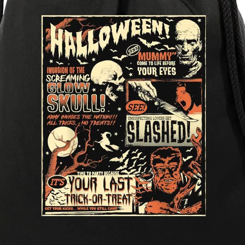 Halloween Vintage Poster Horror Movies Comic Drawstring Bag