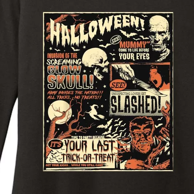 Halloween Vintage Poster Horror Movies Comic Womens CVC Long Sleeve Shirt