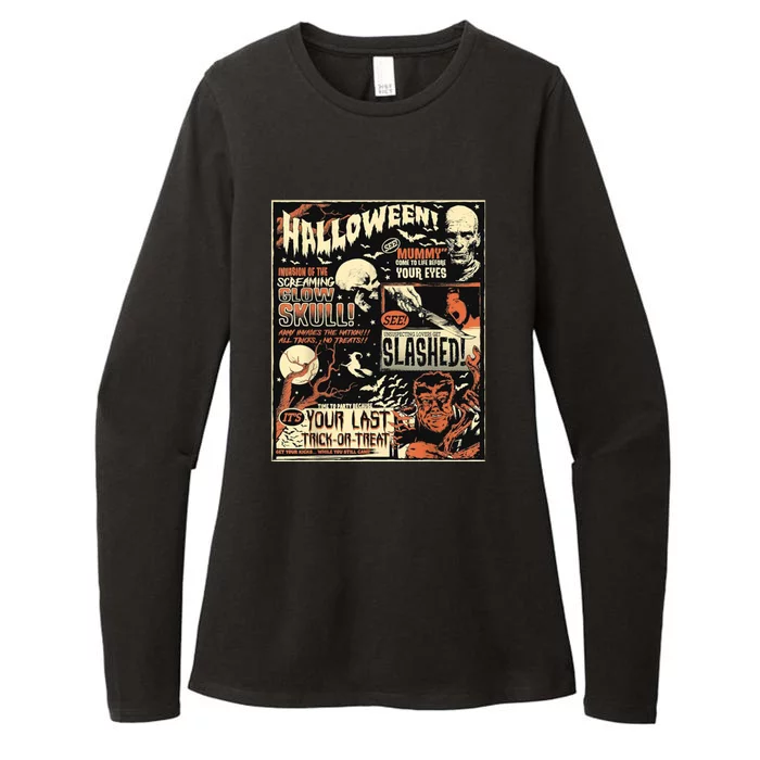 Halloween Vintage Poster Horror Movies Comic Womens CVC Long Sleeve Shirt