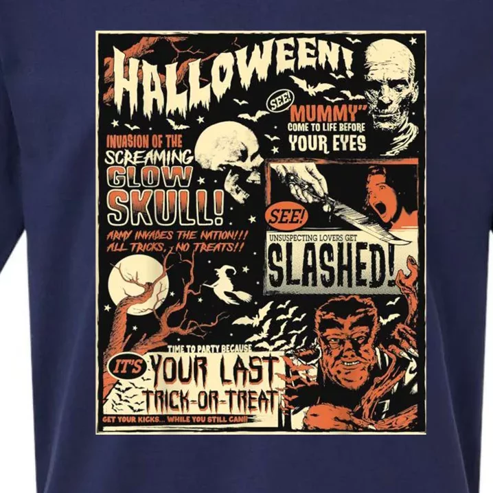 Halloween Vintage Poster Horror Movies Comic Sueded Cloud Jersey T-Shirt