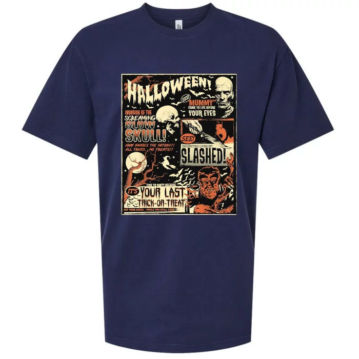 Halloween Vintage Poster Horror Movies Comic Sueded Cloud Jersey T-Shirt