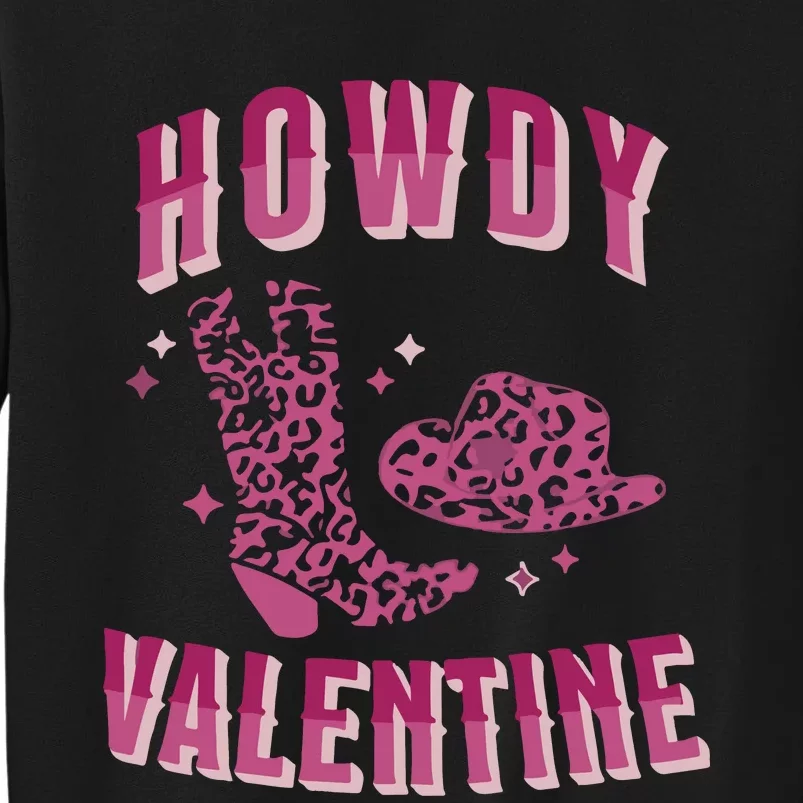 Howdy Valentine Pink Leopard Tall Sweatshirt