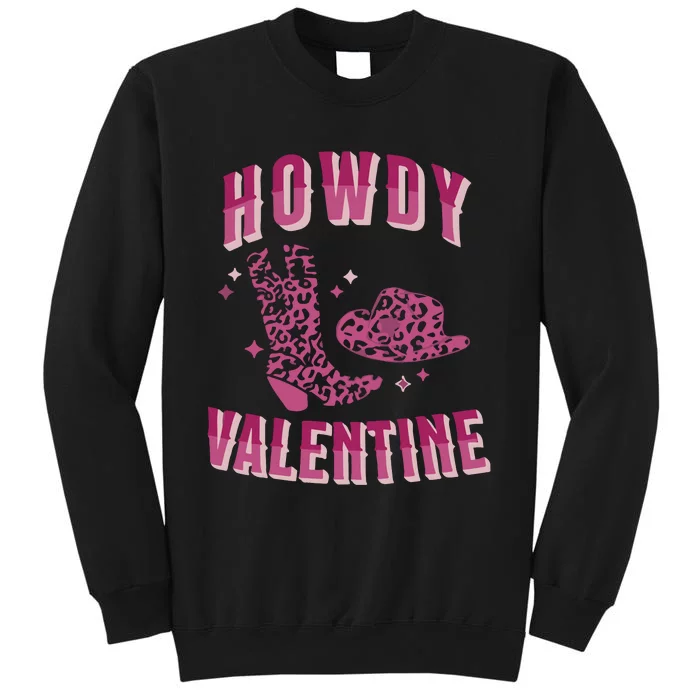 Howdy Valentine Pink Leopard Tall Sweatshirt