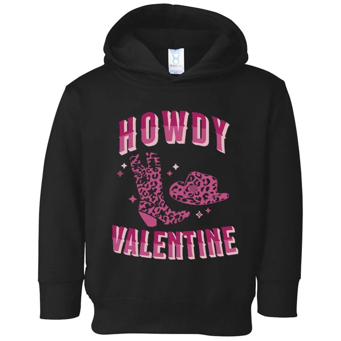 Howdy Valentine Pink Leopard Toddler Hoodie