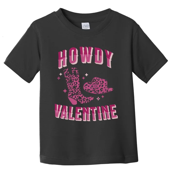 Howdy Valentine Pink Leopard Toddler T-Shirt