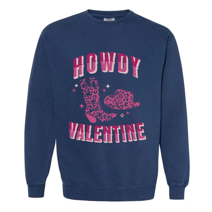 Howdy Valentine Pink Leopard Garment-Dyed Sweatshirt