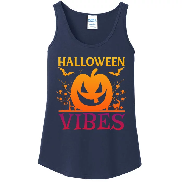 Halloween Vibes Pumpkin Halloween Quote Ladies Essential Tank