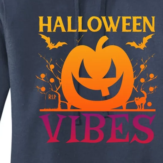 Halloween Vibes Pumpkin Halloween Quote Women's Pullover Hoodie