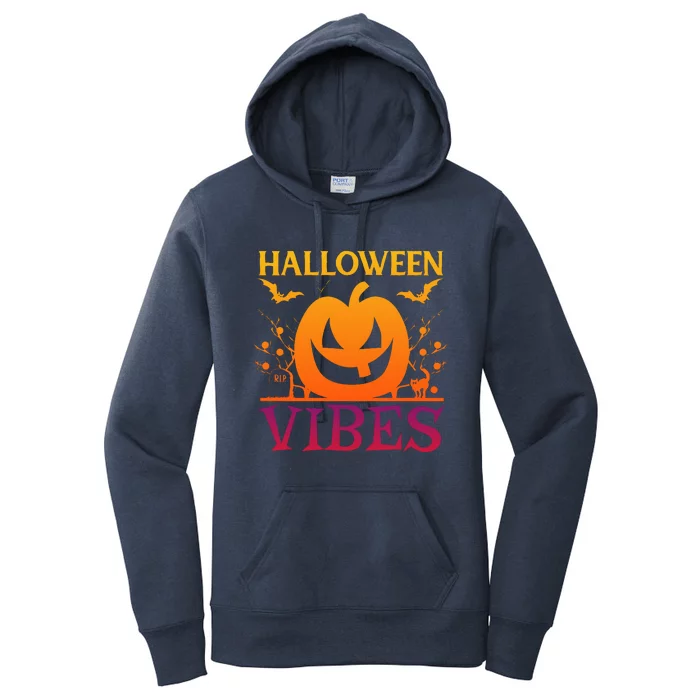 Halloween Vibes Pumpkin Halloween Quote Women's Pullover Hoodie