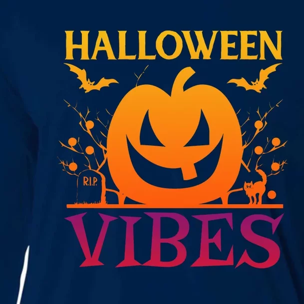 Halloween Vibes Pumpkin Halloween Quote Cooling Performance Long Sleeve Crew