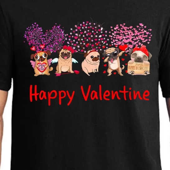 Happy Valentine Pug Dog Pug Dog Heart Tree Lover Pug Pajama Set