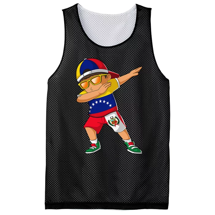 Half Venezuelan Peruvian Venezuela Peru Flag Mesh Reversible Basketball Jersey Tank