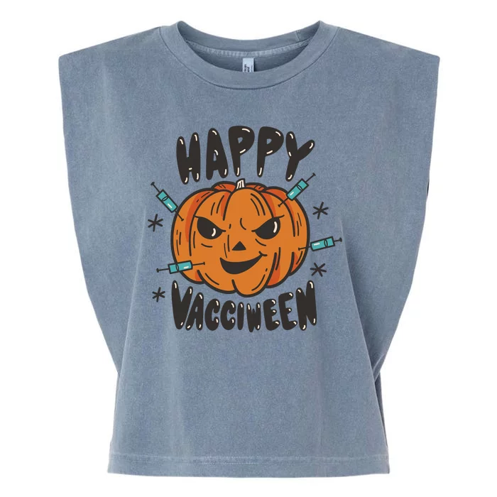 Happy Vacciween Pumpkin Garment-Dyed Women's Muscle Tee