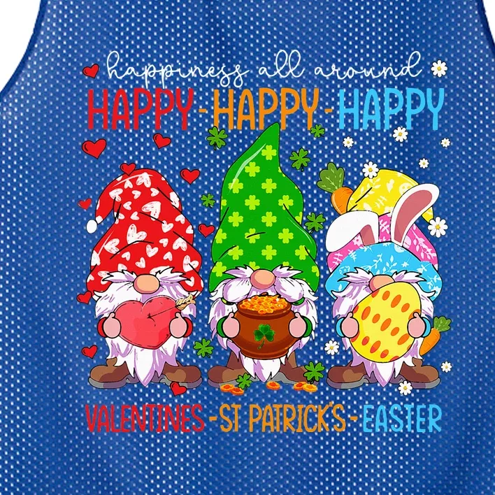 Happy Valentines St Patrick Easter Happy Holiday Gnome Funny Mesh Reversible Basketball Jersey Tank