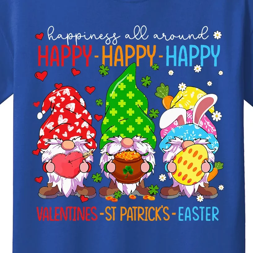 Happy Valentines St Patrick Easter Happy Holiday Gnome Funny Kids T-Shirt