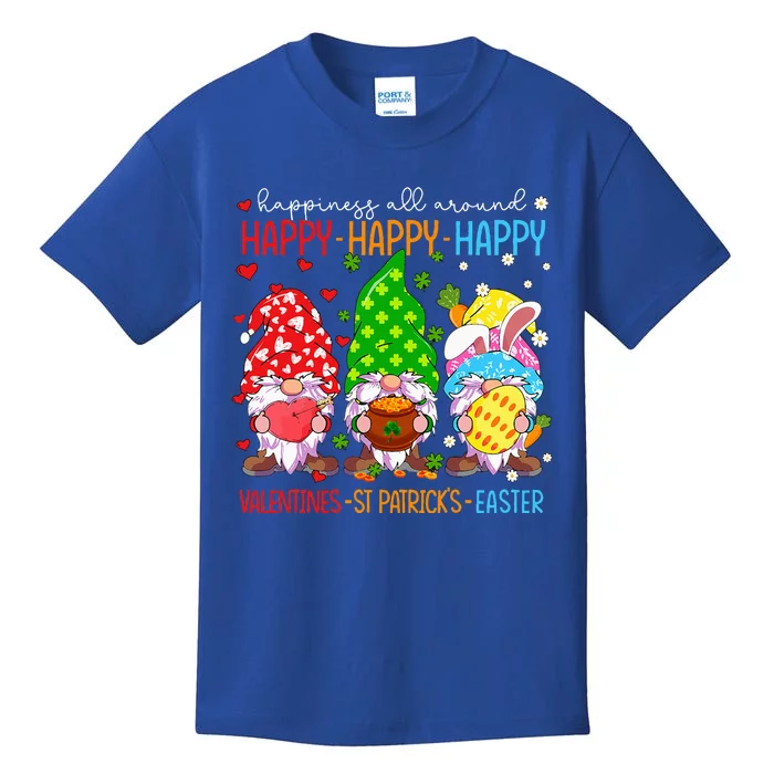 Happy Valentines St Patrick Easter Happy Holiday Gnome Funny Kids T-Shirt