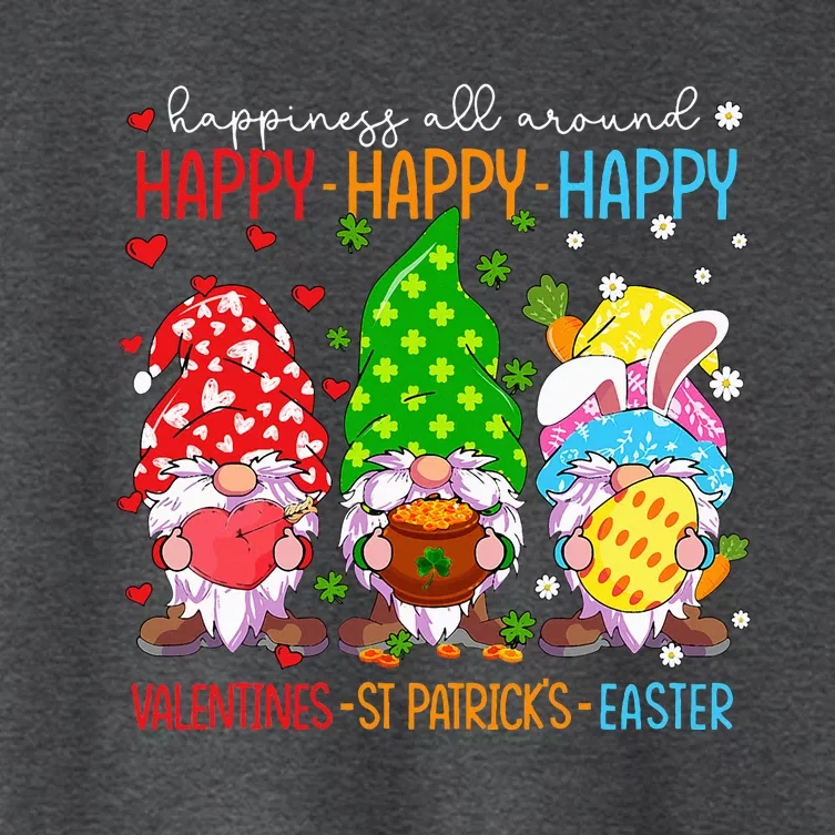 Happy Valentines St Patrick Easter Happy Holiday Gnome Funny Women's Crop Top Tee