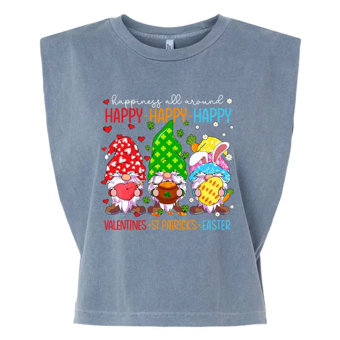 Happy Valentines St Patrick Easter Happy Holiday Gnome Funny Garment-Dyed Women's Muscle Tee