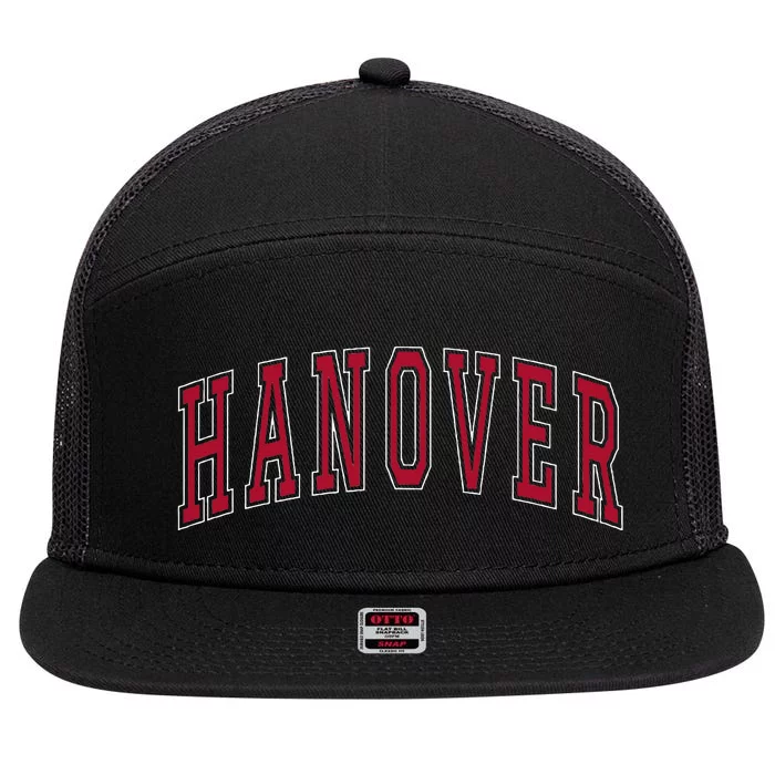 Hanover Virginia Souvenir College Style Red Text 7 Panel Mesh Trucker Snapback Hat