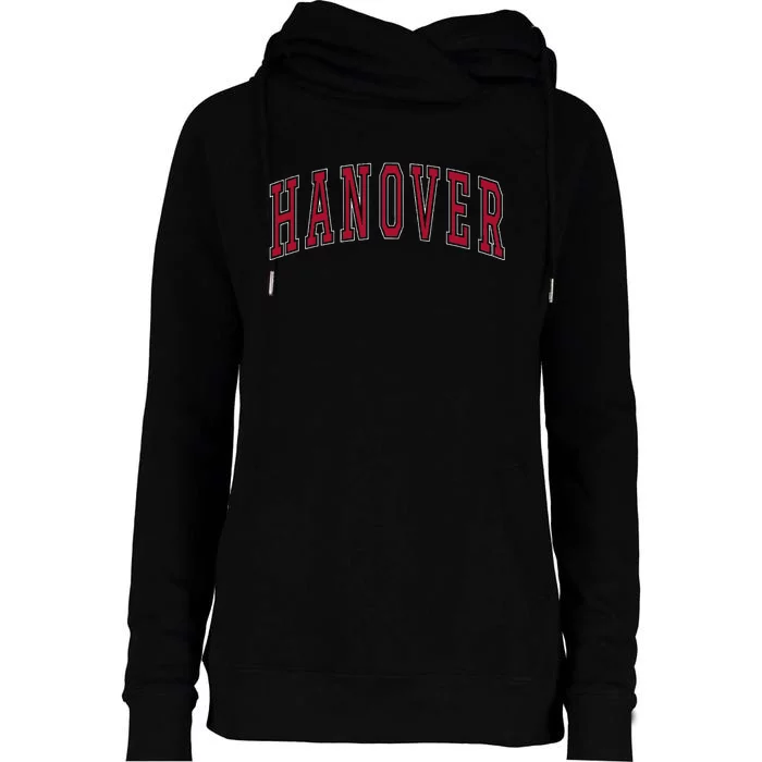 Hanover Virginia Souvenir College Style Red Text Womens Funnel Neck Pullover Hood