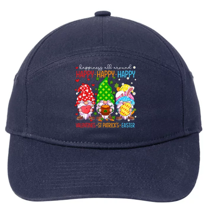 Happy Valentines St Patrick Easter Happy Holiday Gnome Funny 7-Panel Snapback Hat