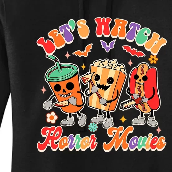 Halloween Vibes Spooky Vibes Funny Lets Watch Horror Movies Women's Pullover Hoodie