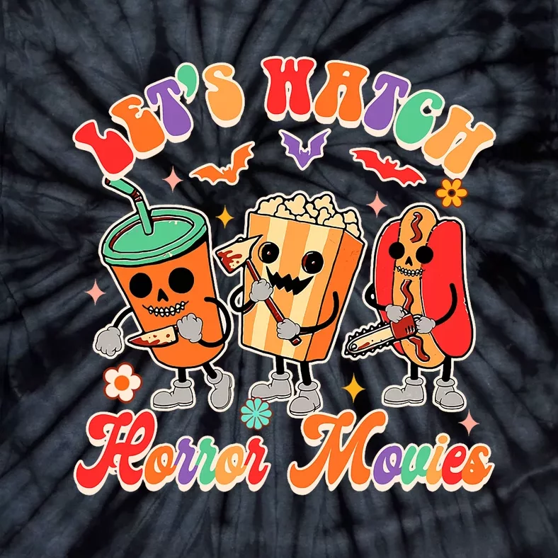 Halloween Vibes Spooky Vibes Funny Lets Watch Horror Movies Tie-Dye T-Shirt