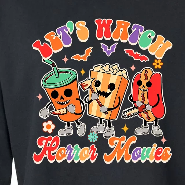 Halloween Vibes Spooky Vibes Funny Lets Watch Horror Movies Cropped Pullover Crew