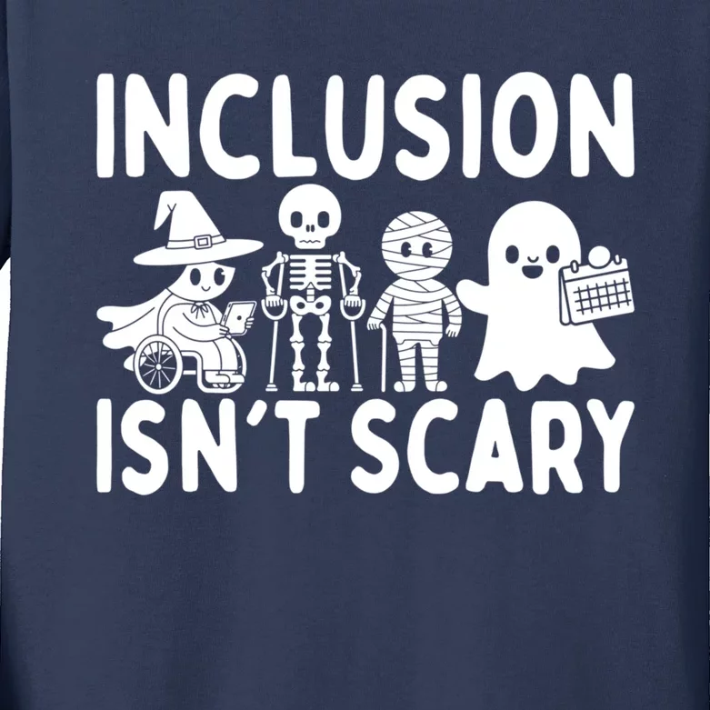 Halloween Vibes Slp Squad Sped Teacher Inclusion IsnT Scary Kids Long Sleeve Shirt