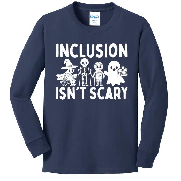 Halloween Vibes Slp Squad Sped Teacher Inclusion IsnT Scary Kids Long Sleeve Shirt