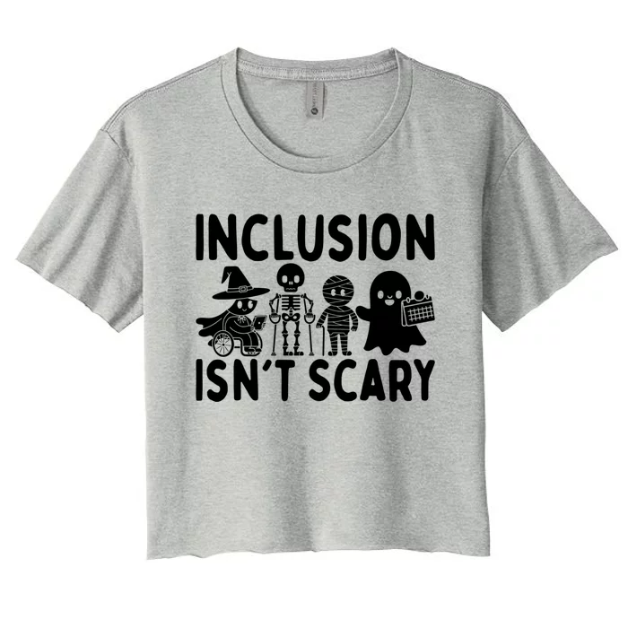 Halloween Vibes Slp Squad Sped Teacher Inclusion IsnT Scary Women's Crop Top Tee