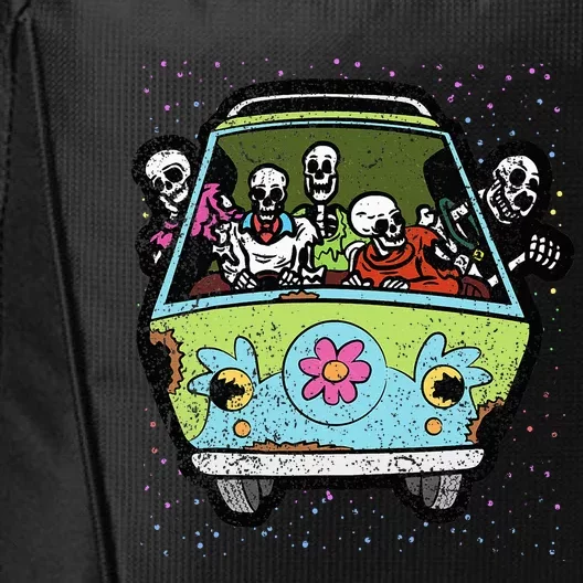 Hippie Van Skeleton Halloween Costume Retro Bones City Backpack