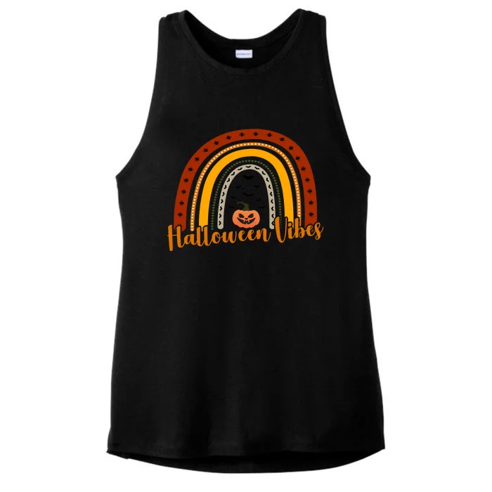 Halloween Vibes Spooky Rainbow Ladies Tri-Blend Wicking Tank