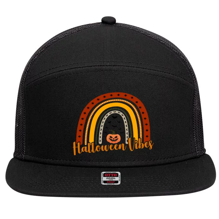 Halloween Vibes Spooky Rainbow 7 Panel Mesh Trucker Snapback Hat