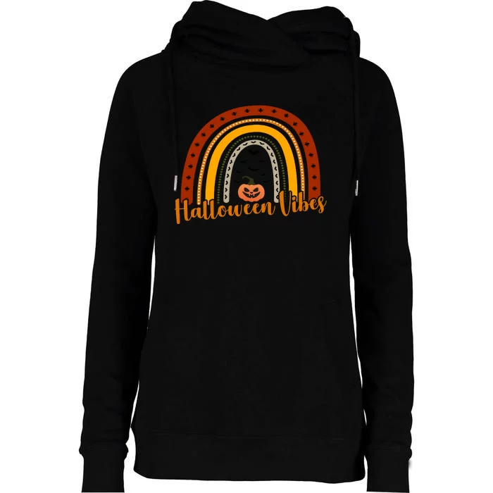 Halloween Vibes Spooky Rainbow Womens Funnel Neck Pullover Hood